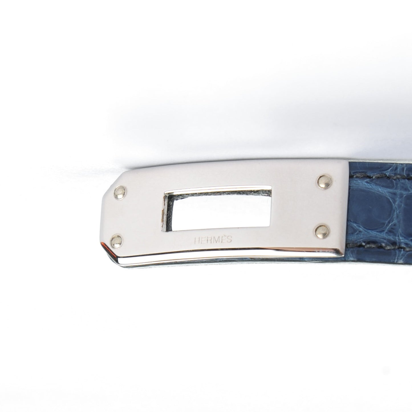 Shiny Alligator Kelly Double Tour Bracelet S Bleu Roi