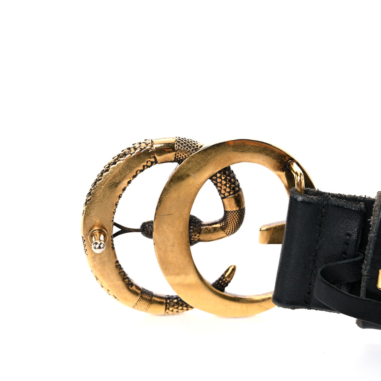 Gucci Faded Calfskin Snake Double G 40mm Belt 110 44 Black 12 of 13