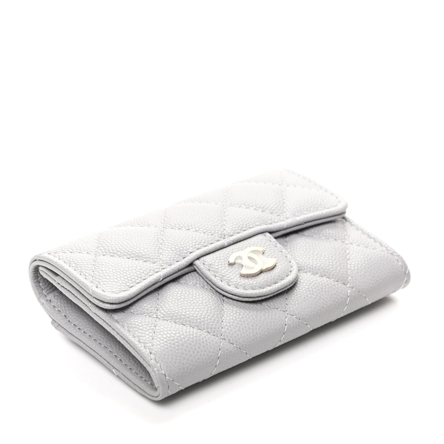 Chanel Caviar Quilted Flap Card Holder Wallet Grey 4 of 9