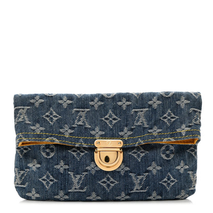 Louis Vuitton Monogram Denim Pochette Plat Clutch Blue 1 of 7