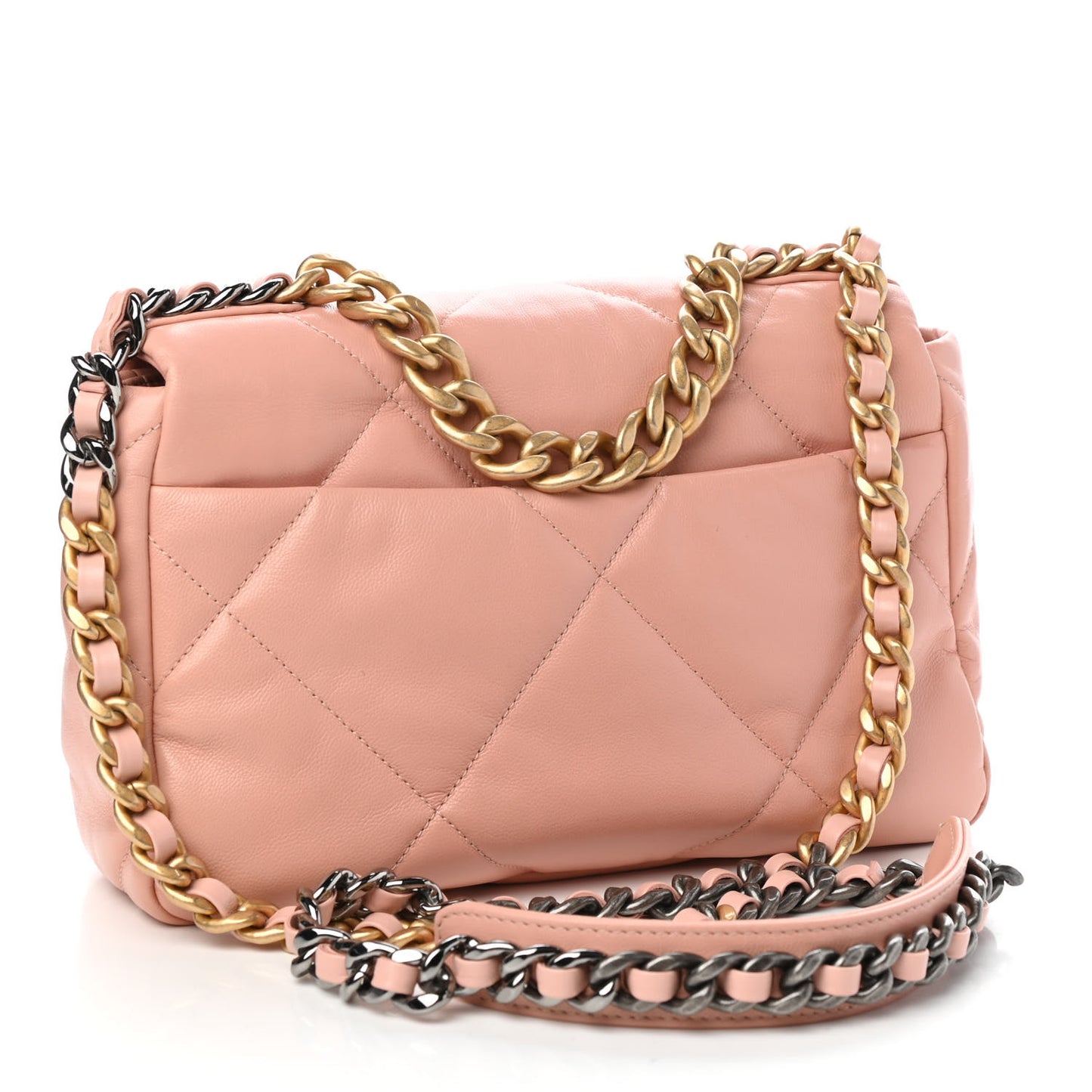 Goatskin Quilted Medium Chanel 19 Flap Light Pink