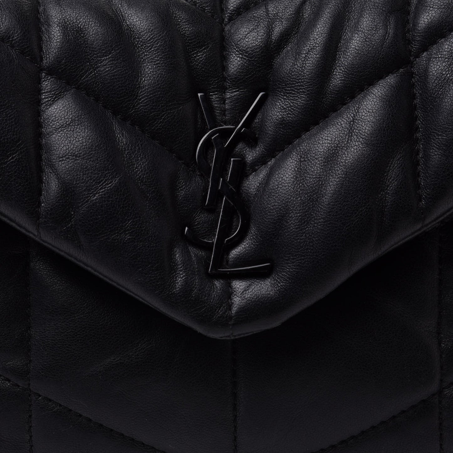 Lambskin Quilted Toy Loulou Puffer Monogram Chain Satchel Black