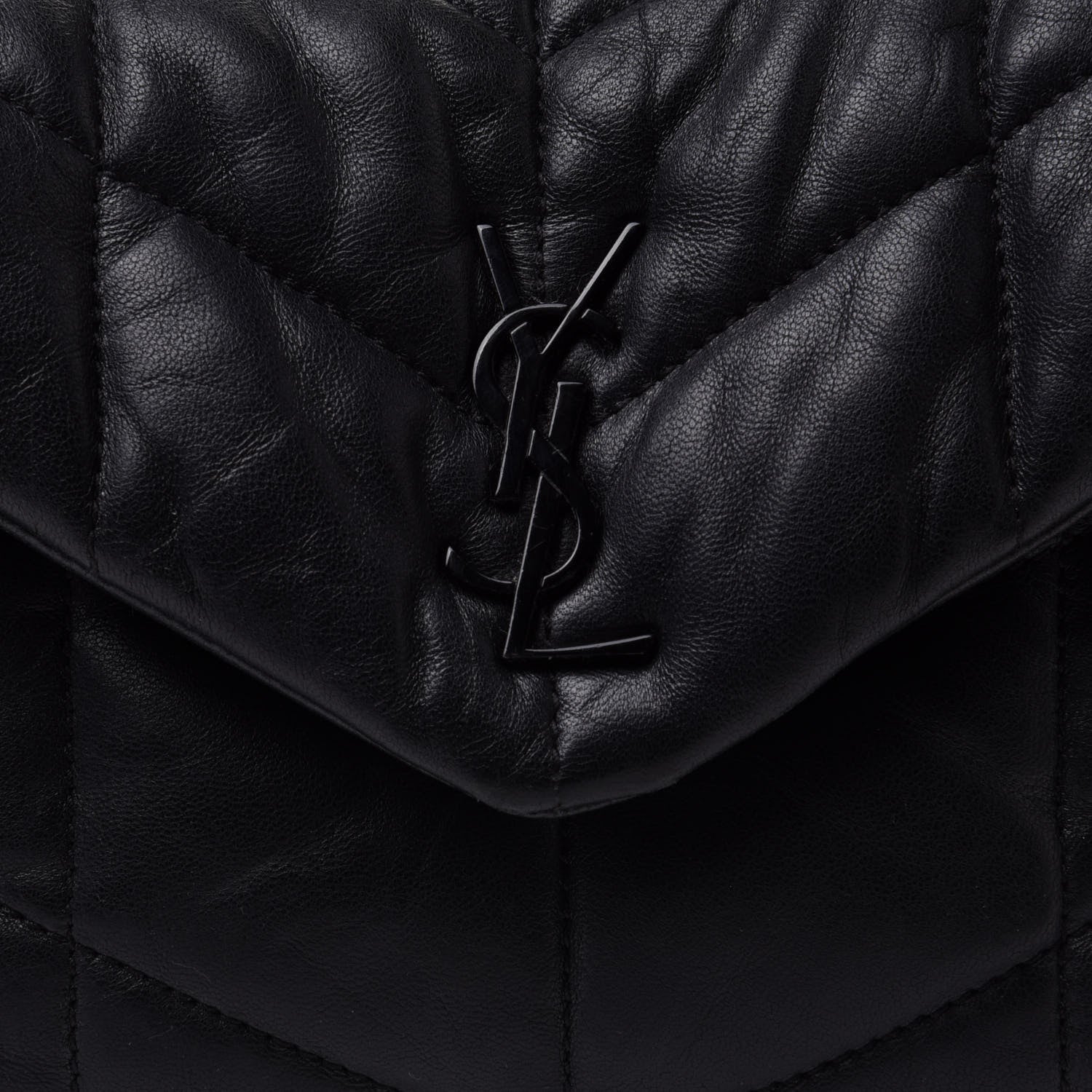 Saint Laurent Lambskin Quilted Toy Loulou Puffer Monogram Chain Satchel Black 8 of 16