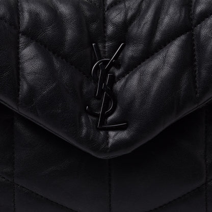 Saint Laurent Lambskin Quilted Toy Loulou Puffer Monogram Chain Satchel Black 8 of 16