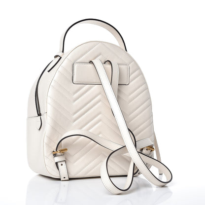 Gucci Calfskin Matelasse GG Marmont Dome Backpack White 3 of 12