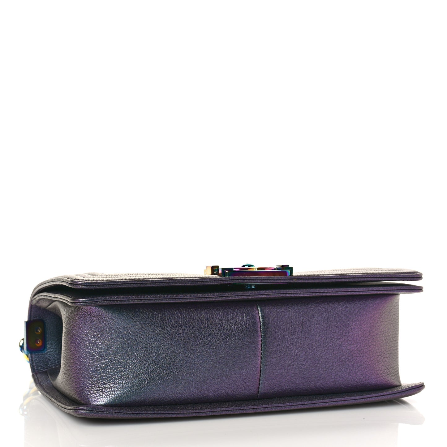 Iridescent Goatskin Quilted Medium Boy Flap Purple