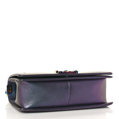 Chanel Iridescent Goatskin Quilted Medium Boy Flap Purple 4 of 9
