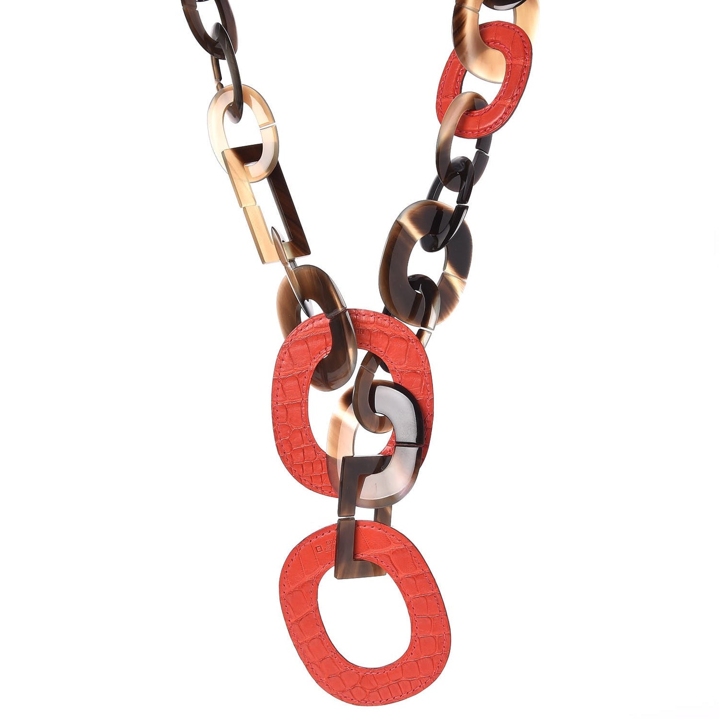Buffalo Horn Alligator Isidore Necklace Rouge H