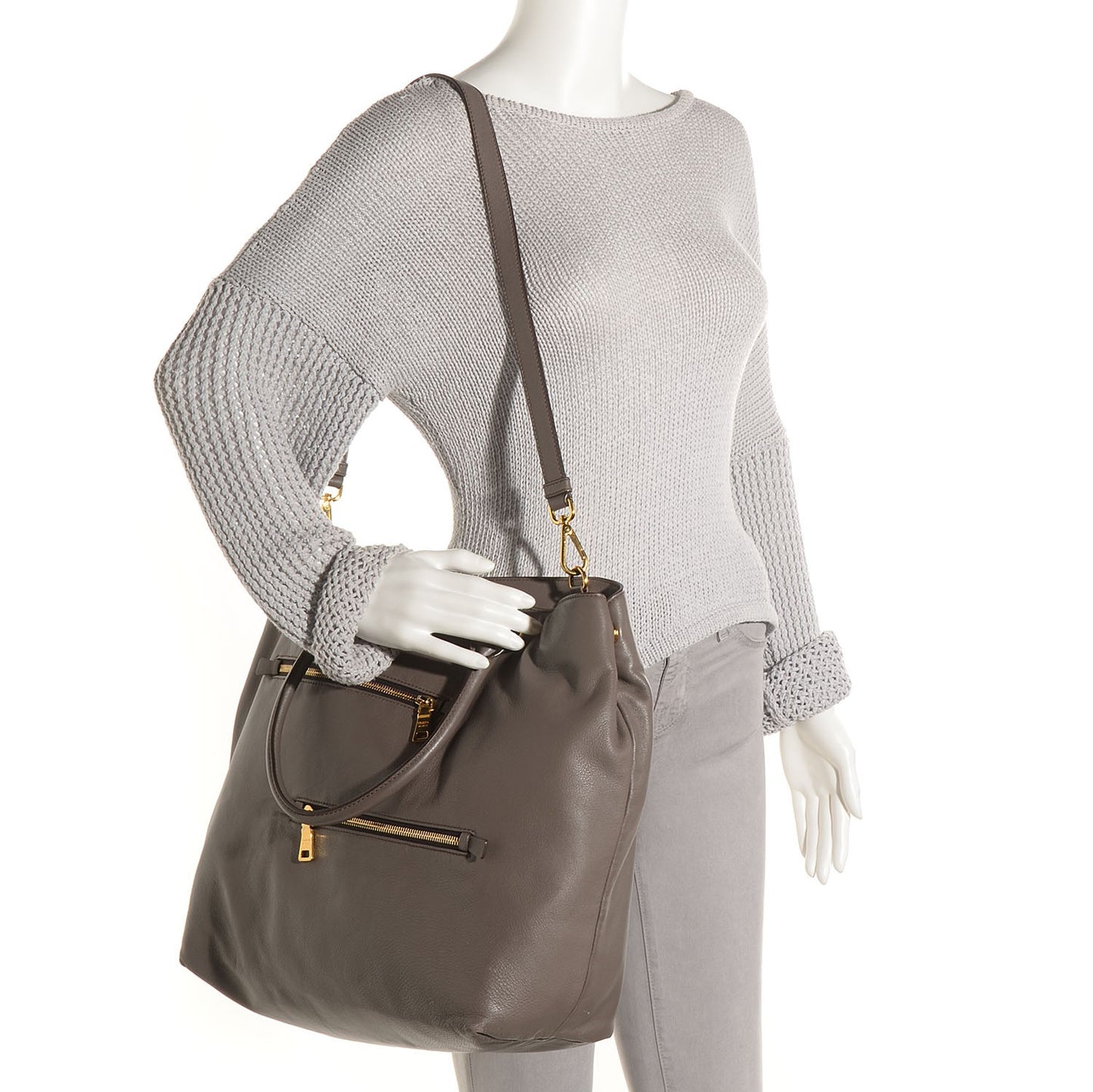 Soft Calf Zipper Detail Tote Bambu