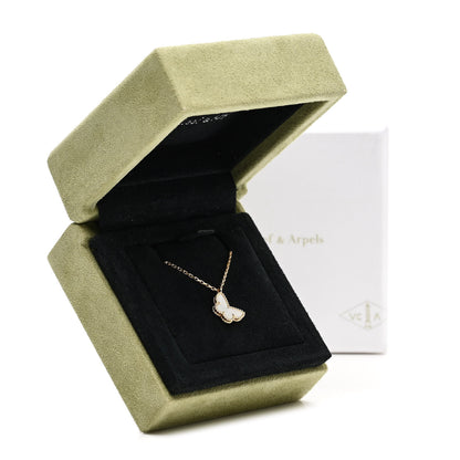 Van Cleef & Arpels 18K Yellow Gold Mother of Pearl Sweet Alhambra Butterfly Pendant Necklace 6 of 6