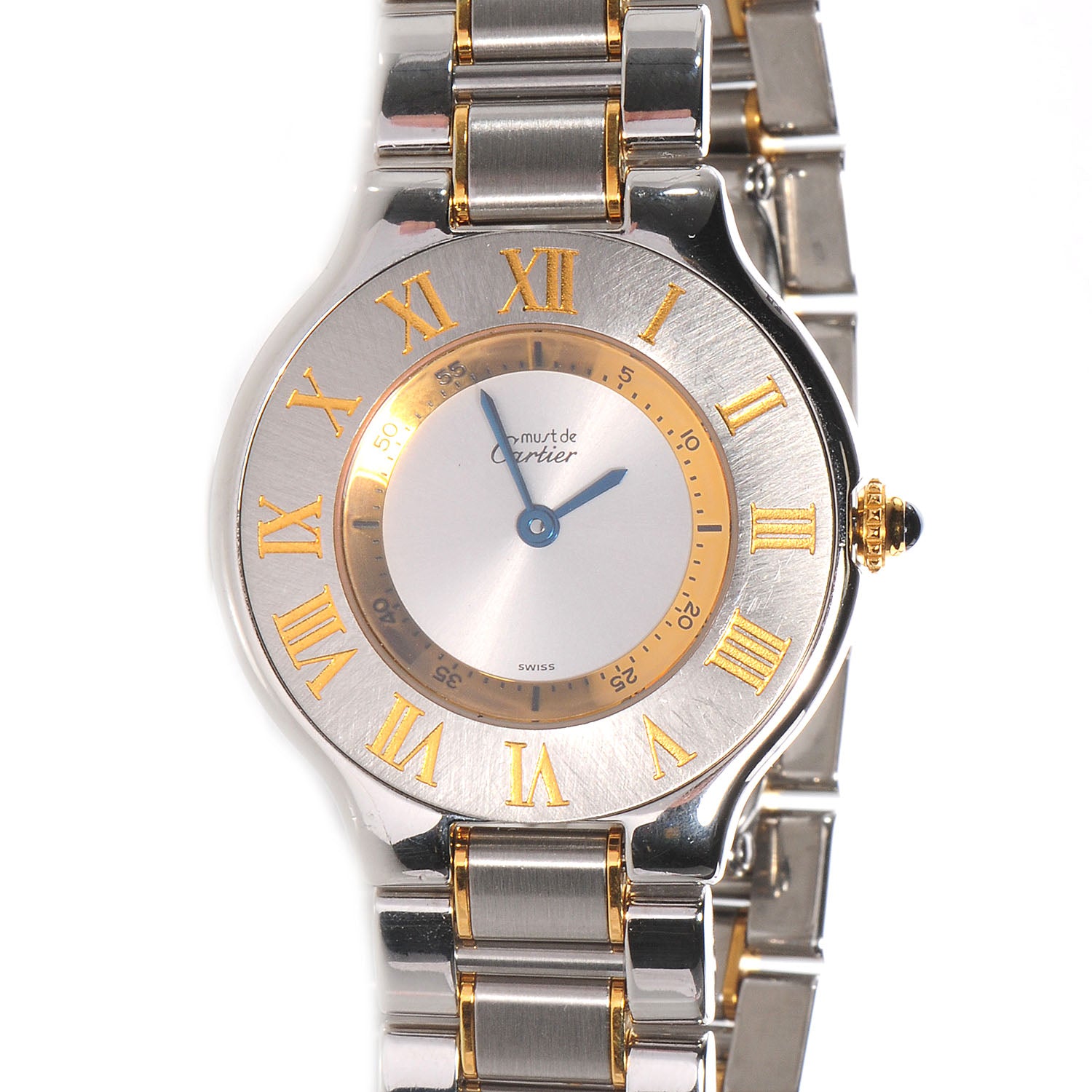 Cartier Stainless Steel 18K Yellow Gold 31mm Must De 21 Quartz Watch 1 of 7