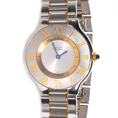 Cartier Stainless Steel 18K Yellow Gold 31mm Must De 21 Quartz Watch 1 of 7