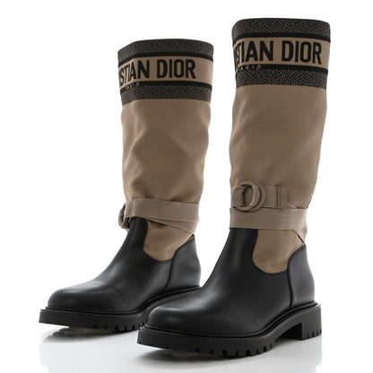 Christian Dior Technical Fabric Calfskin D-Major Boots 41 Taupe Black 3 of 8