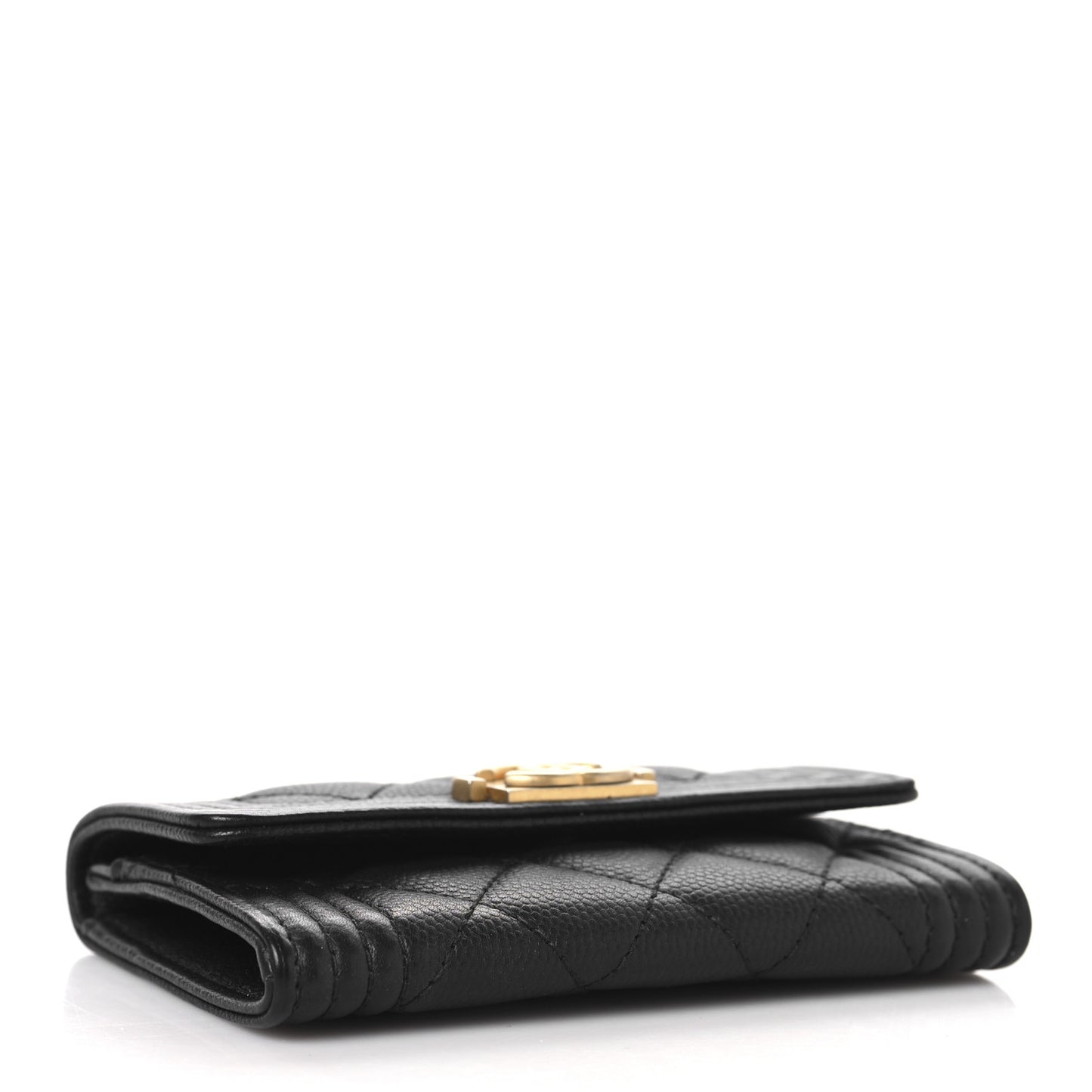 Caviar Quilted Boy Flap Card Holder Black