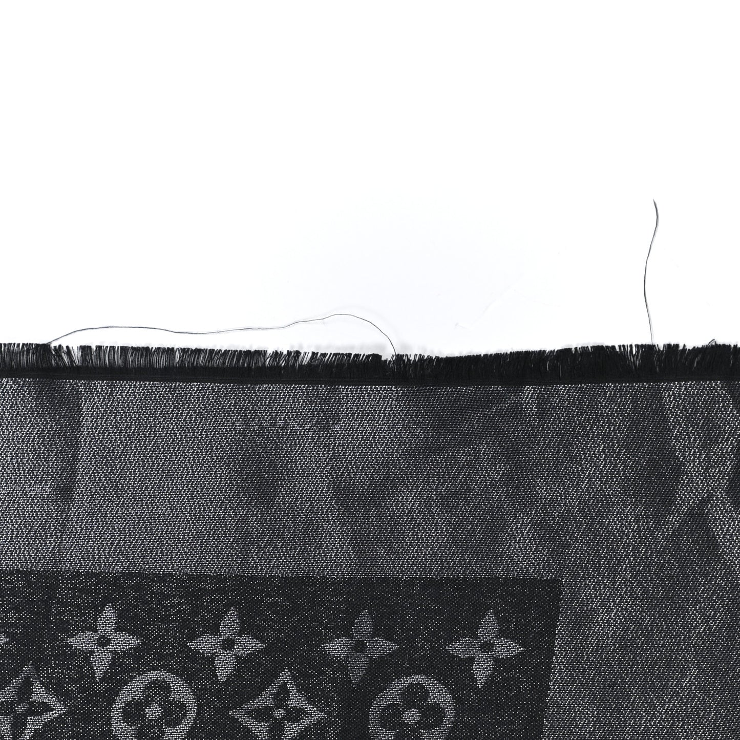 Silk Wool Monogram Denim Shawl Black