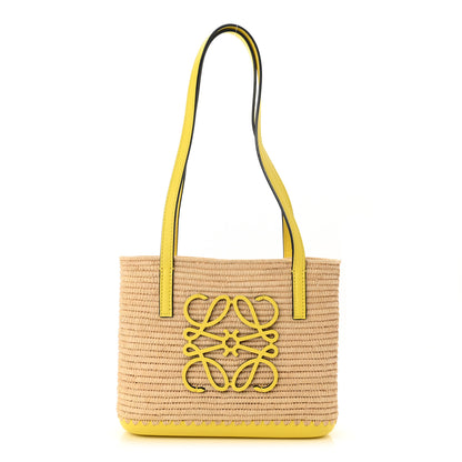 Loewe Raffia Square Mini Anagram Basket Tote Bag Natural Yellow 1 of 10
