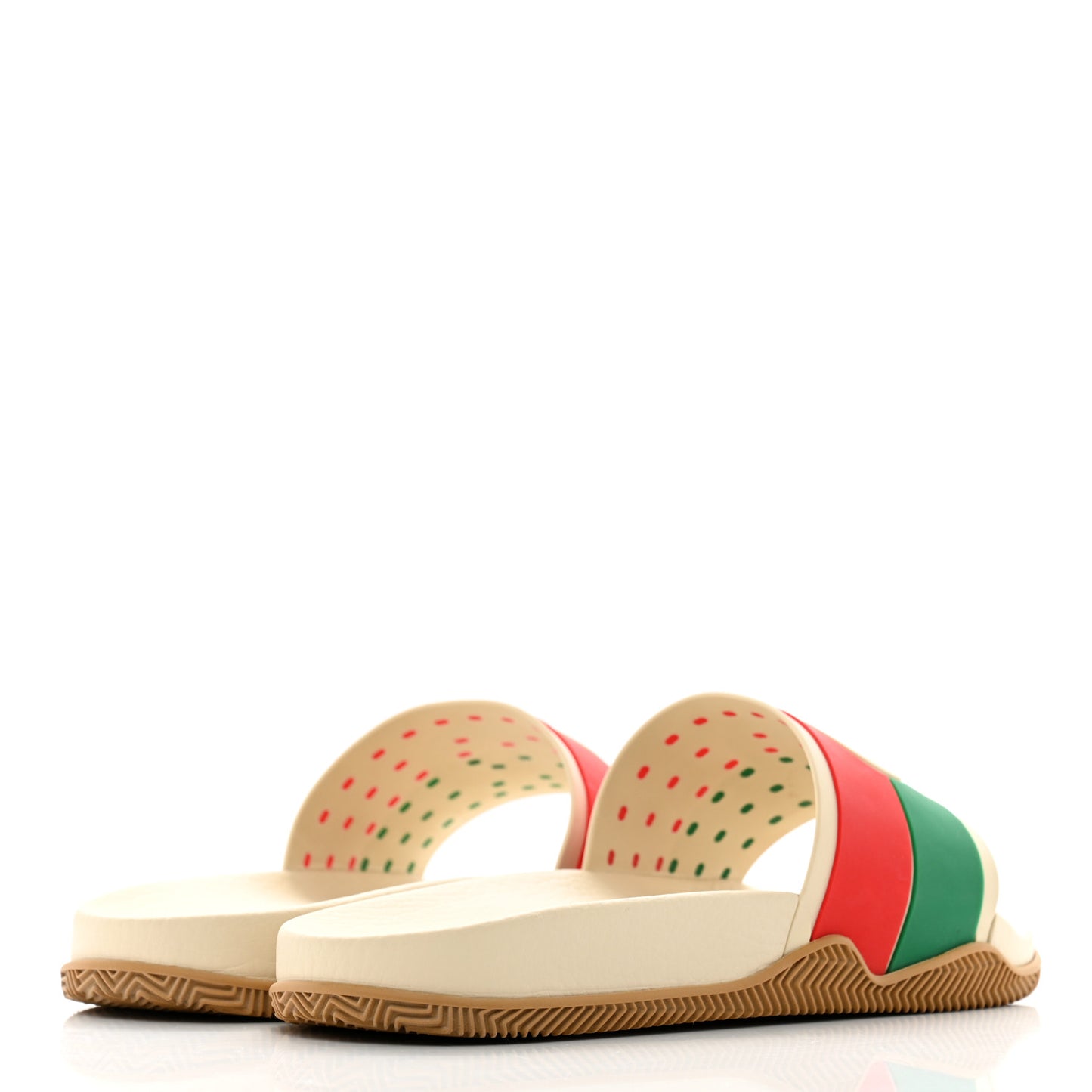 Rubber Web Mens Interlocking G Slide Sandals 8 Mystic White Green Red