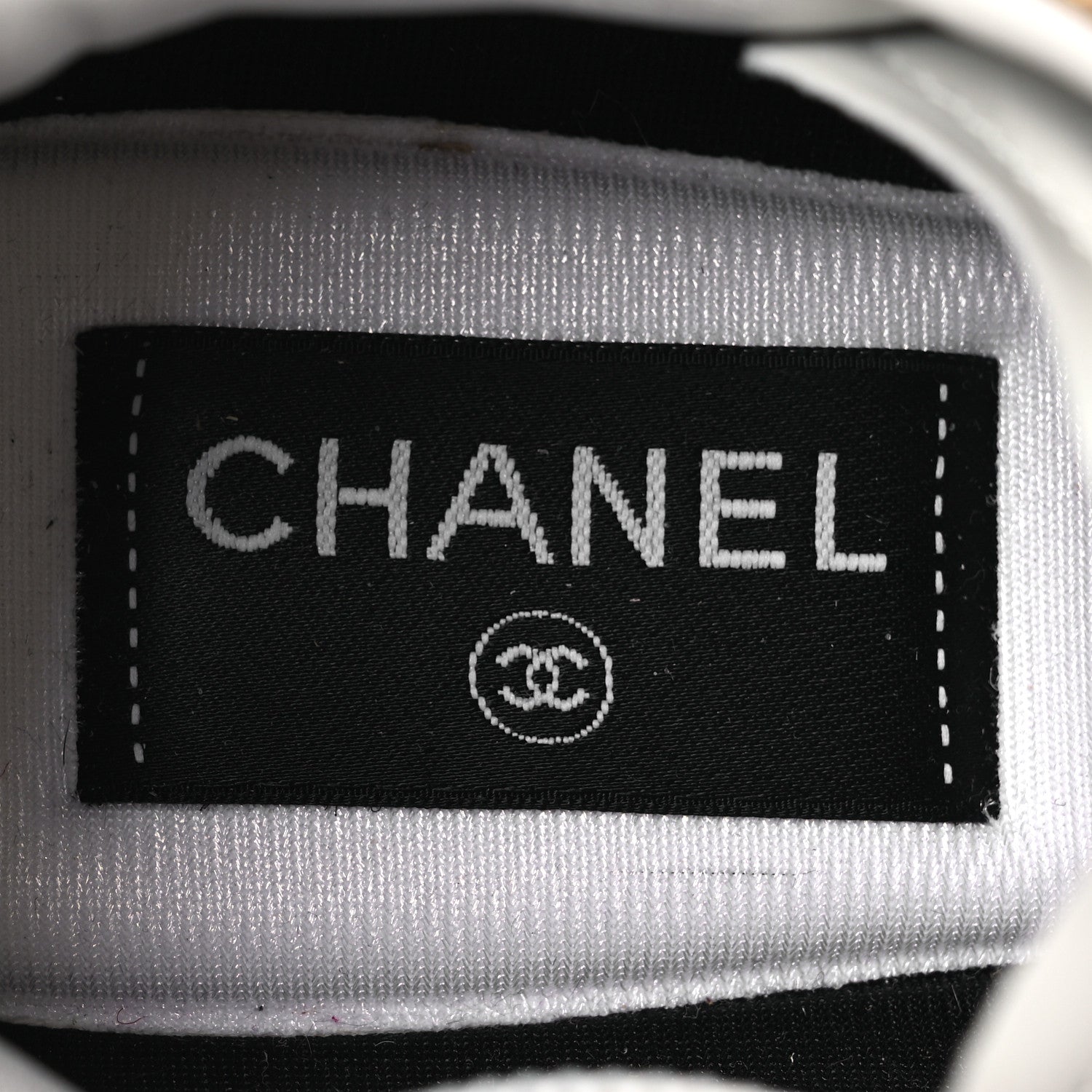 Chanel Laminated Calfskin Suede Quilted Womens CC Sneakers 39 Gold 9 of 11