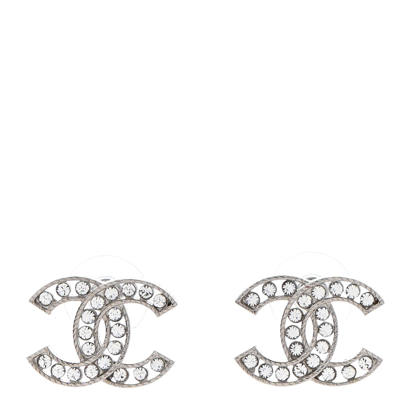 Crystal CC Chain Earrings Silver