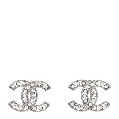 Chanel Crystal CC Chain Earrings Silver 1 of 4