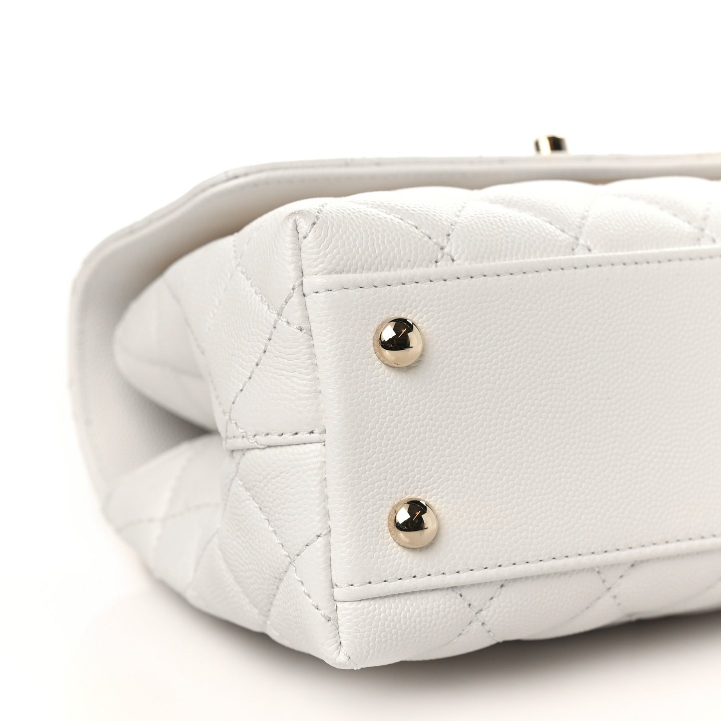 Caviar Quilted Mini Coco Handle Flap White