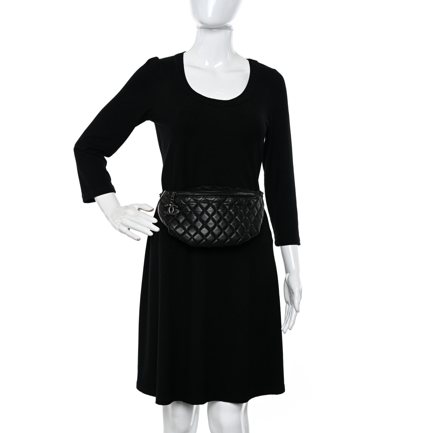Chanel Lambskin Quilted Banane Waist Bag Fanny Pack Black 2 of 10