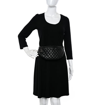 Chanel Lambskin Quilted Banane Waist Bag Fanny Pack Black 2 of 10