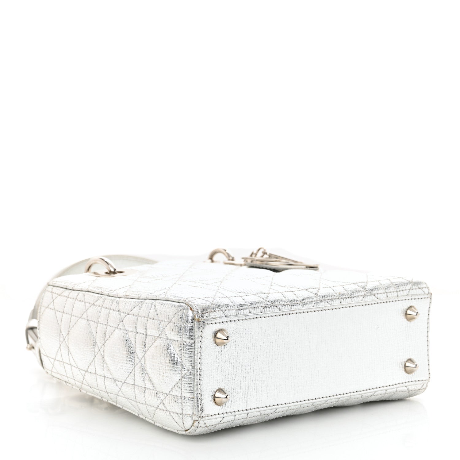 Christian Dior Metallic Grained Calfskin Cannage Small Lucky Badges My Lady Dior Silver 4 of 14