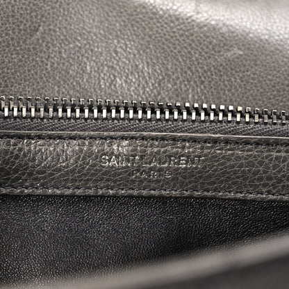 Saint Laurent Grained Calfskin Matelasse Chevron Monogram Medium College Bag Grey 6 of 12