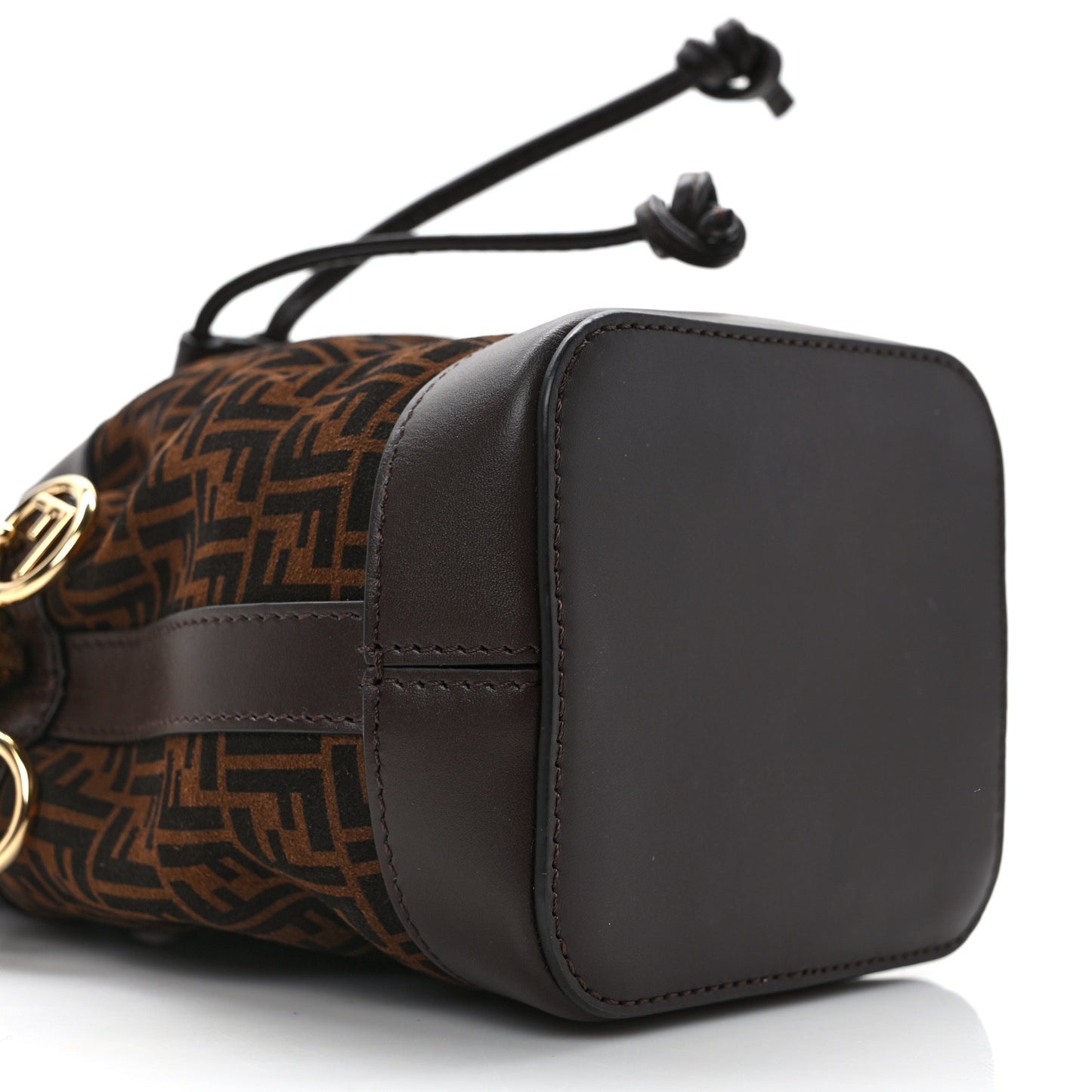 Suede Vitello King F is Fendi Micro FF Mini Mon Tresor Bucket Bag Sigaro Marrone Ebano