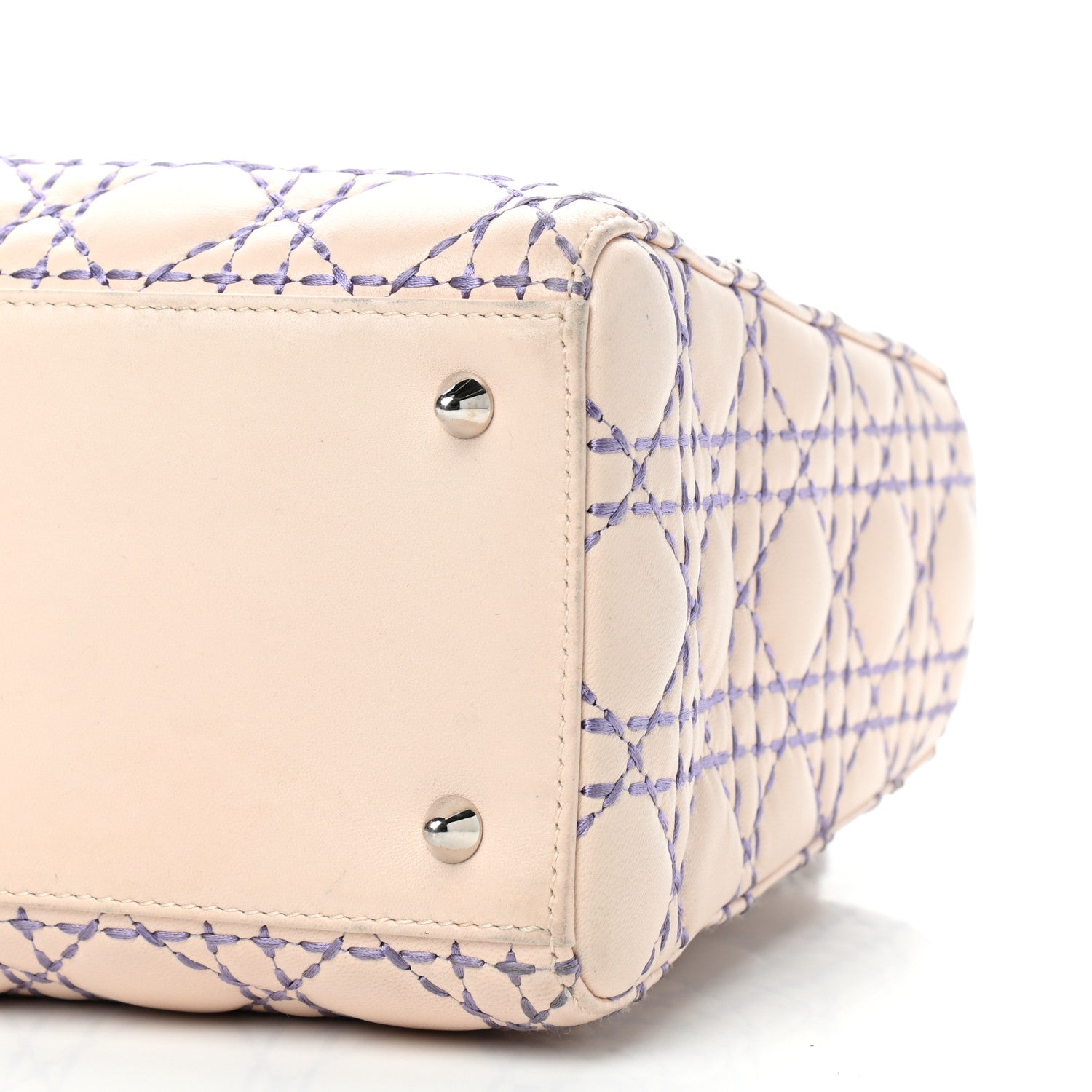 Christian Dior Lambskin Patent Stitched Cannage Medium Lady Dior Beige Purple 8 of 10