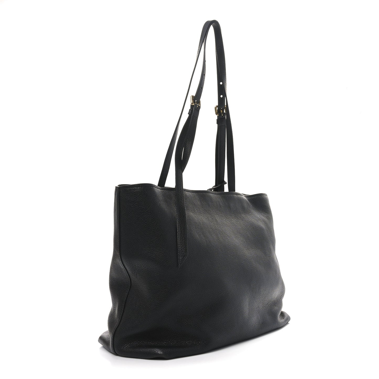 Vitello Daino Pocket Shopping Tote Black