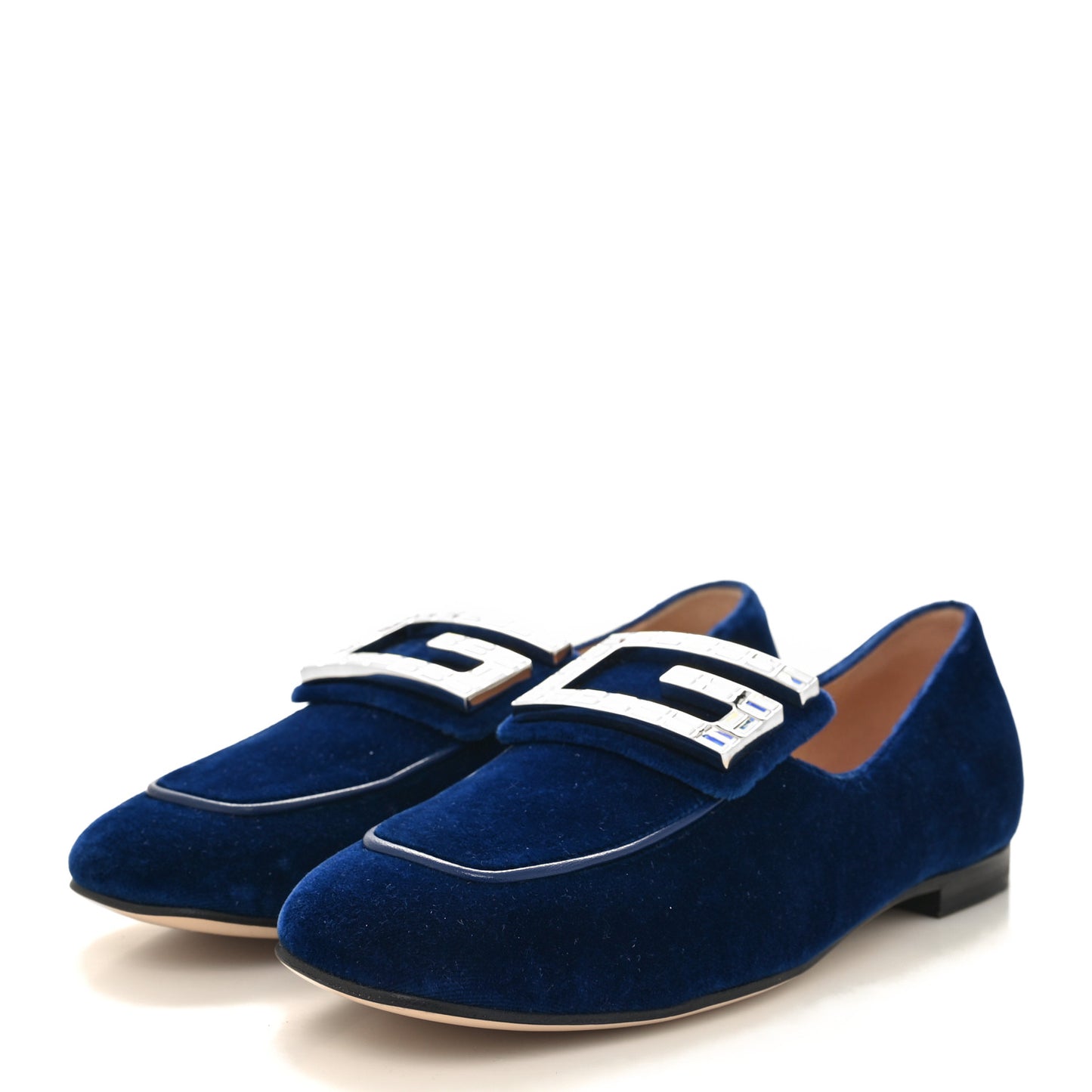 Velvet Crystal Square G Madelyn Loafers 36 Cobalt Blue