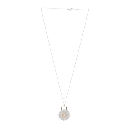 Tiffany Platinum 18K Rose Gold Diamond Vintage Lock Pendant Necklace 3 of 8