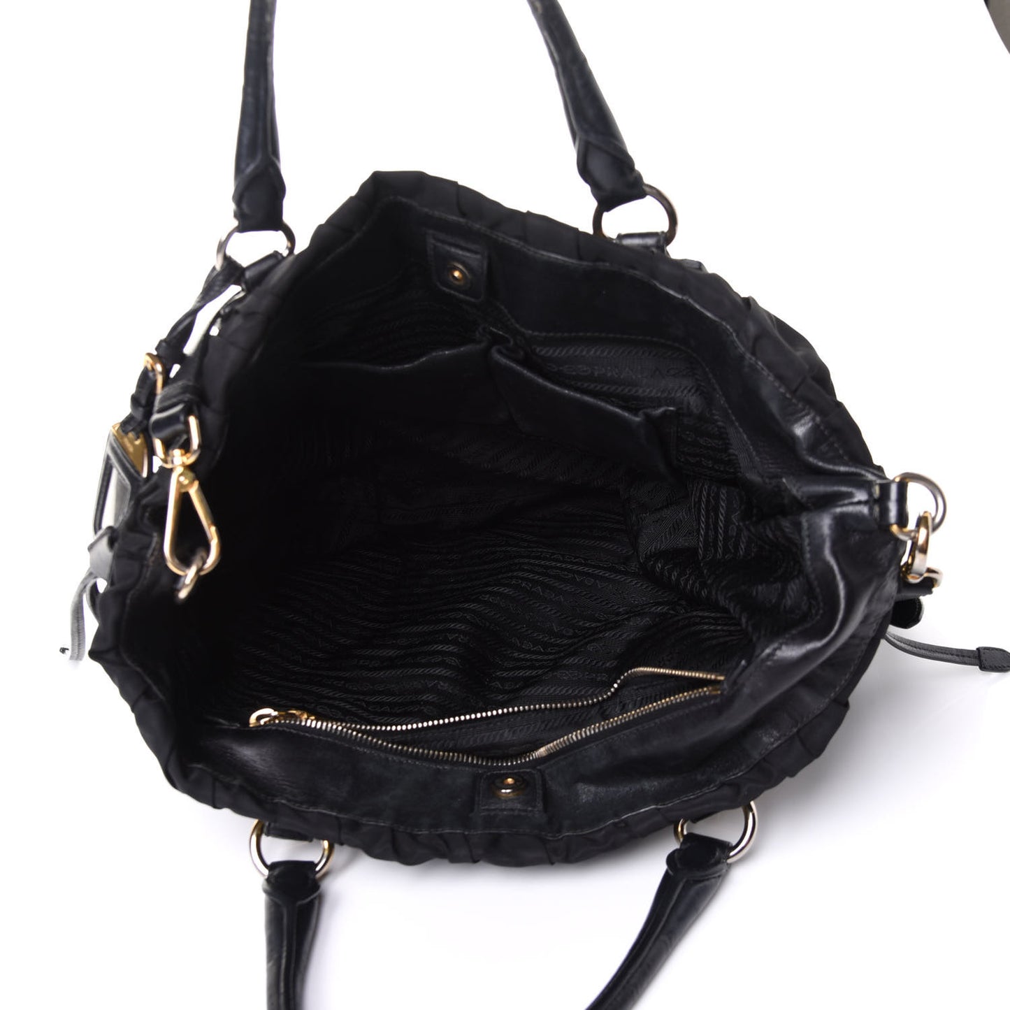 Tessuto Nylon Gaufre Drawstring Tote Black
