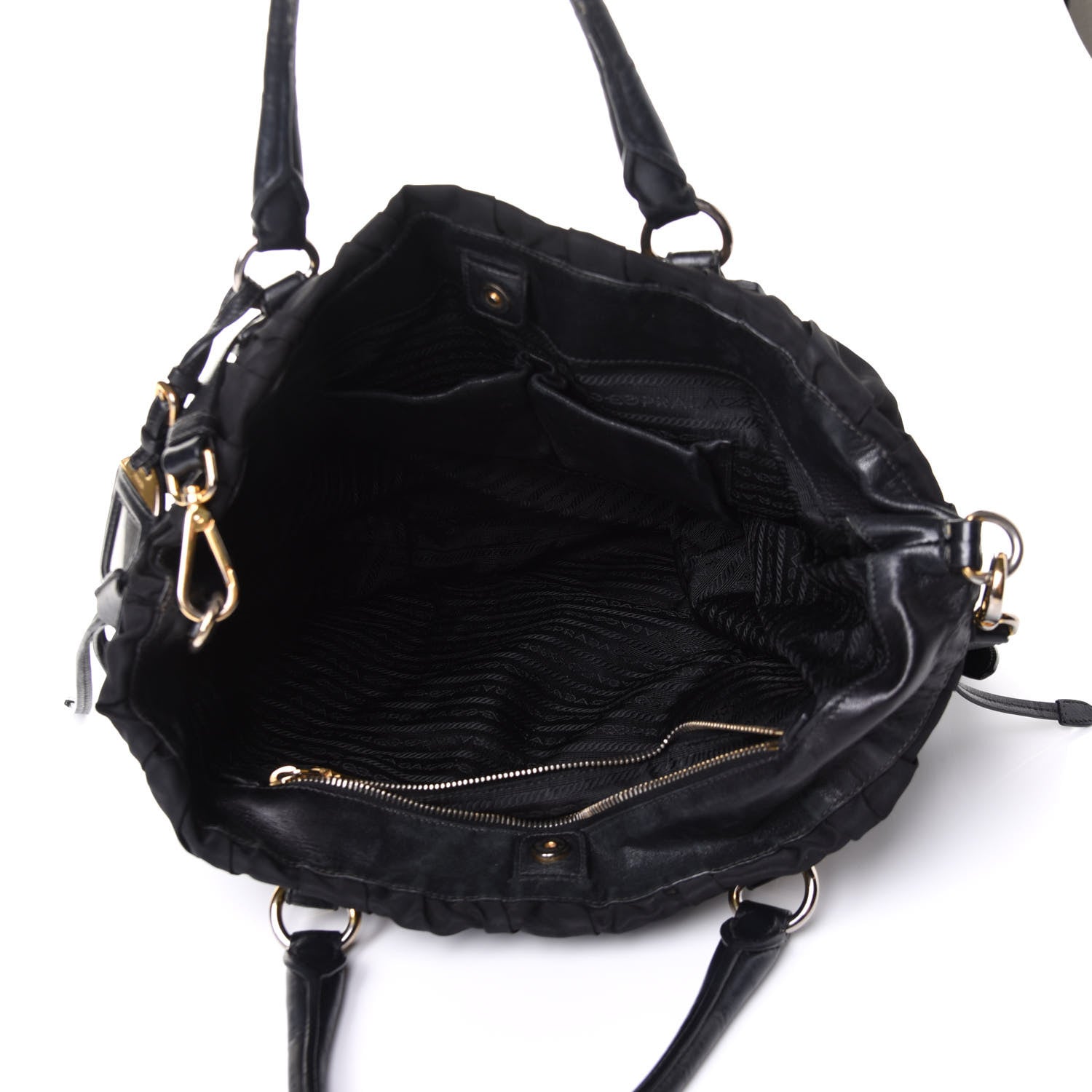 Prada Tessuto Nylon Gaufre Drawstring Tote Black 7 of 12