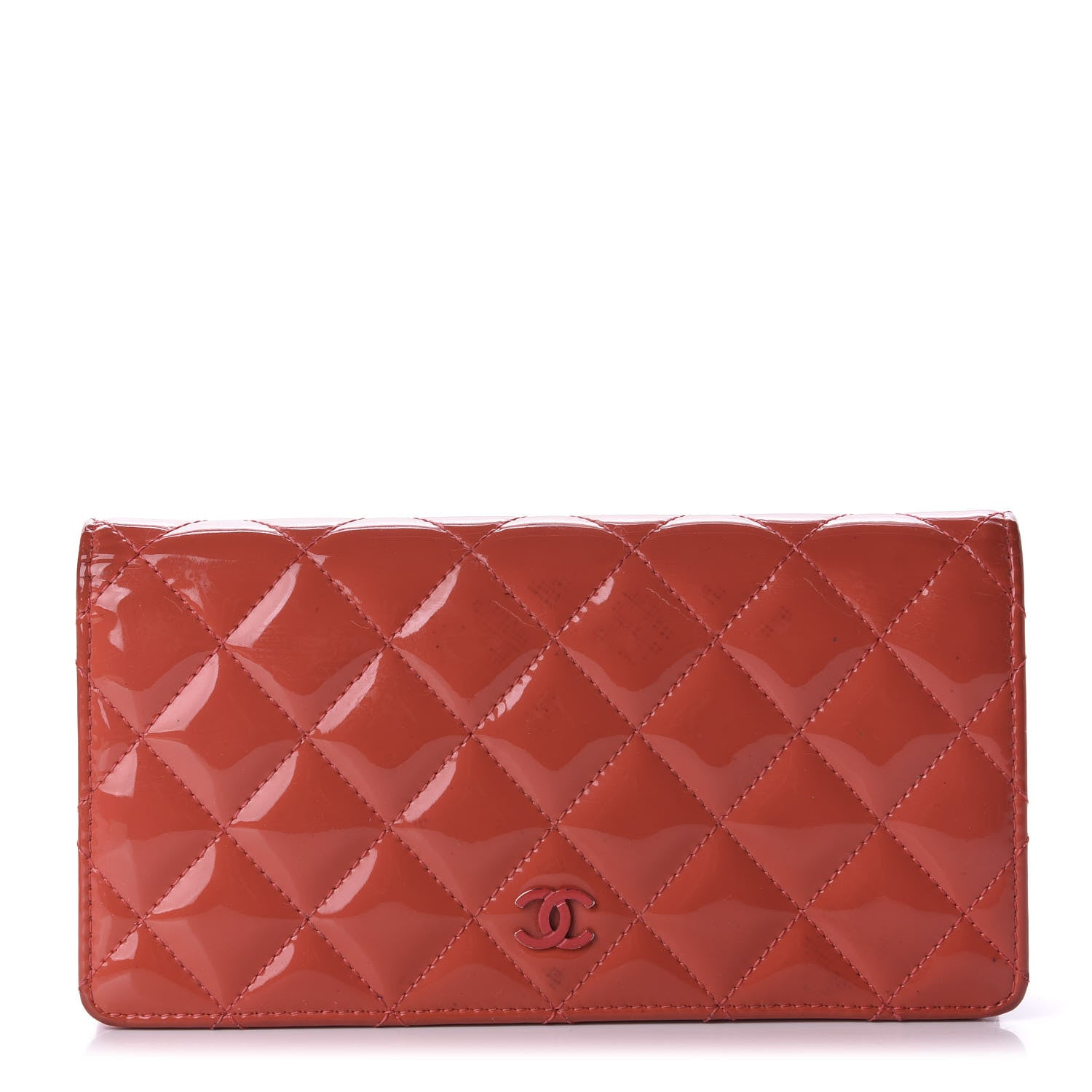 Chanel Patent Calfskin Quilted Yen Wallet Dark Pink 1 of 10