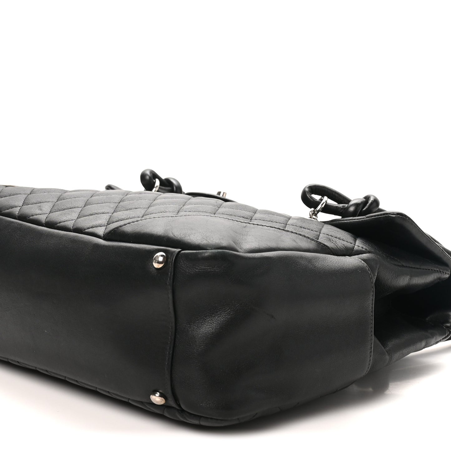 Calfskin Quilted Large Cambon Flap Black White