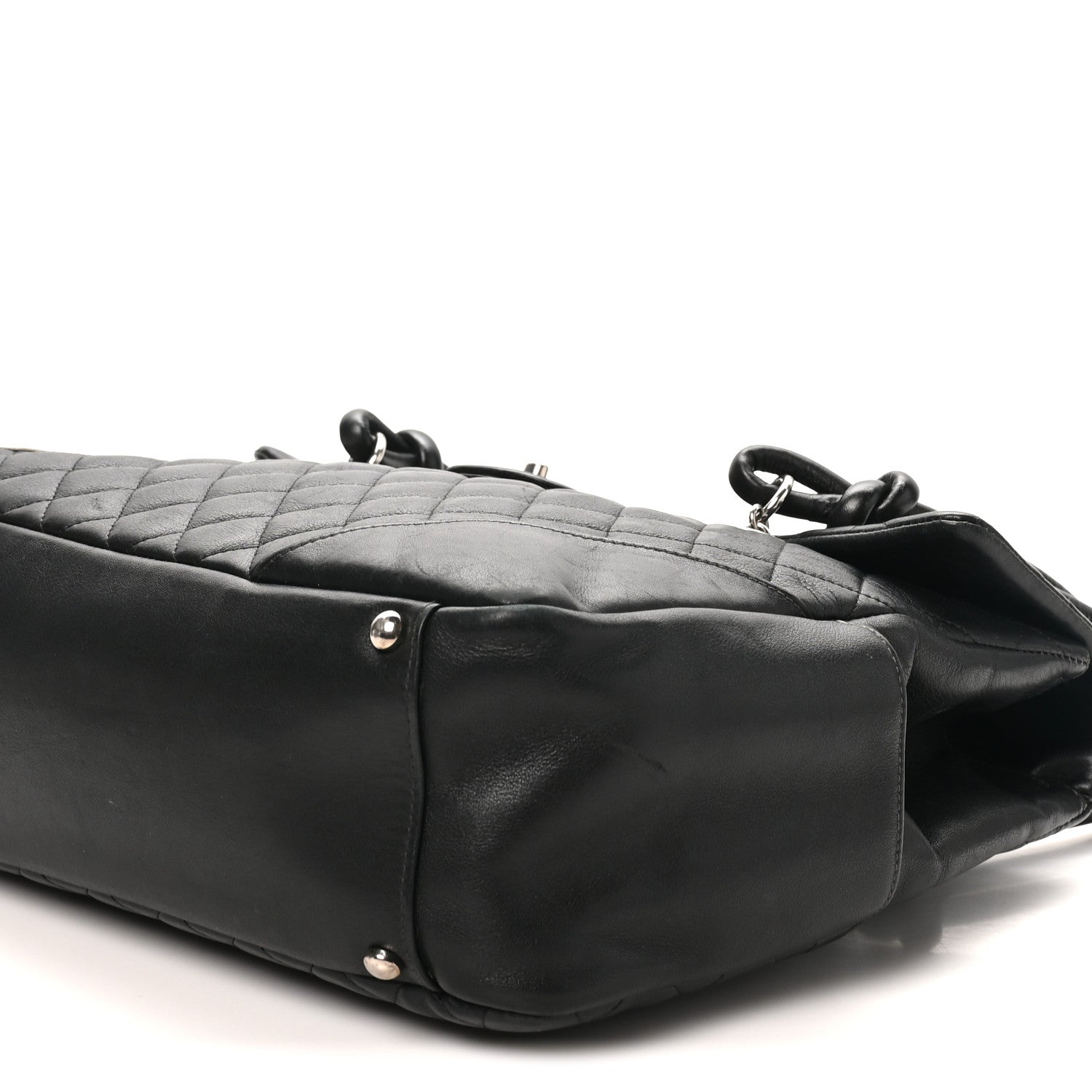 Chanel Calfskin Quilted Large Cambon Flap Black White 10 of 10