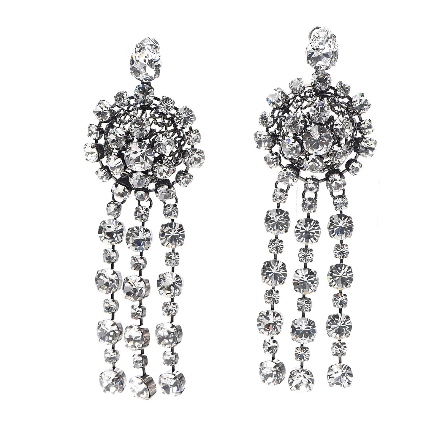 Metal Crystal Drop Earrings