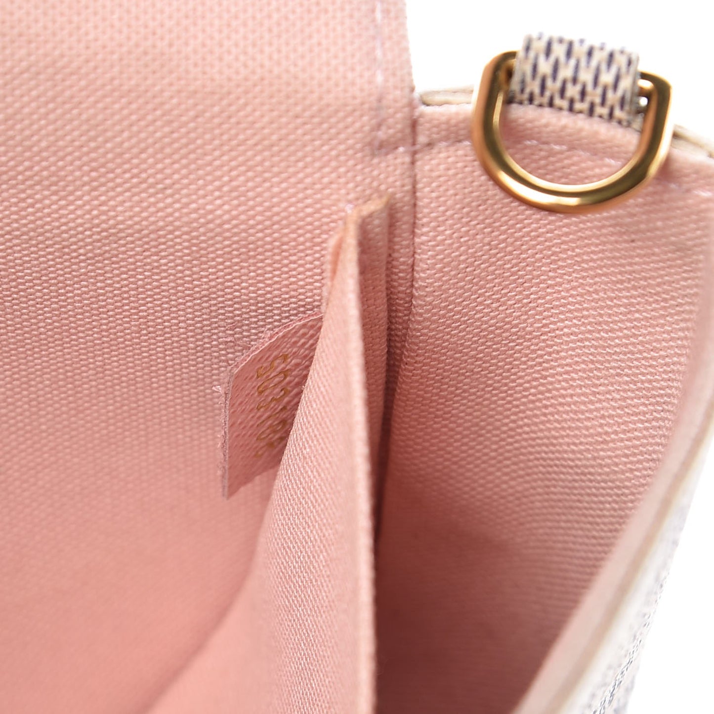 Damier Azur Pochette Felicie Chain Wallet Rose Ballerine