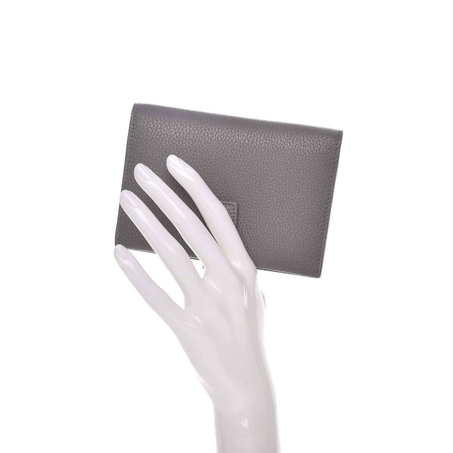 Grained Calfskin Sac De Jour Compact Wallet Fog
