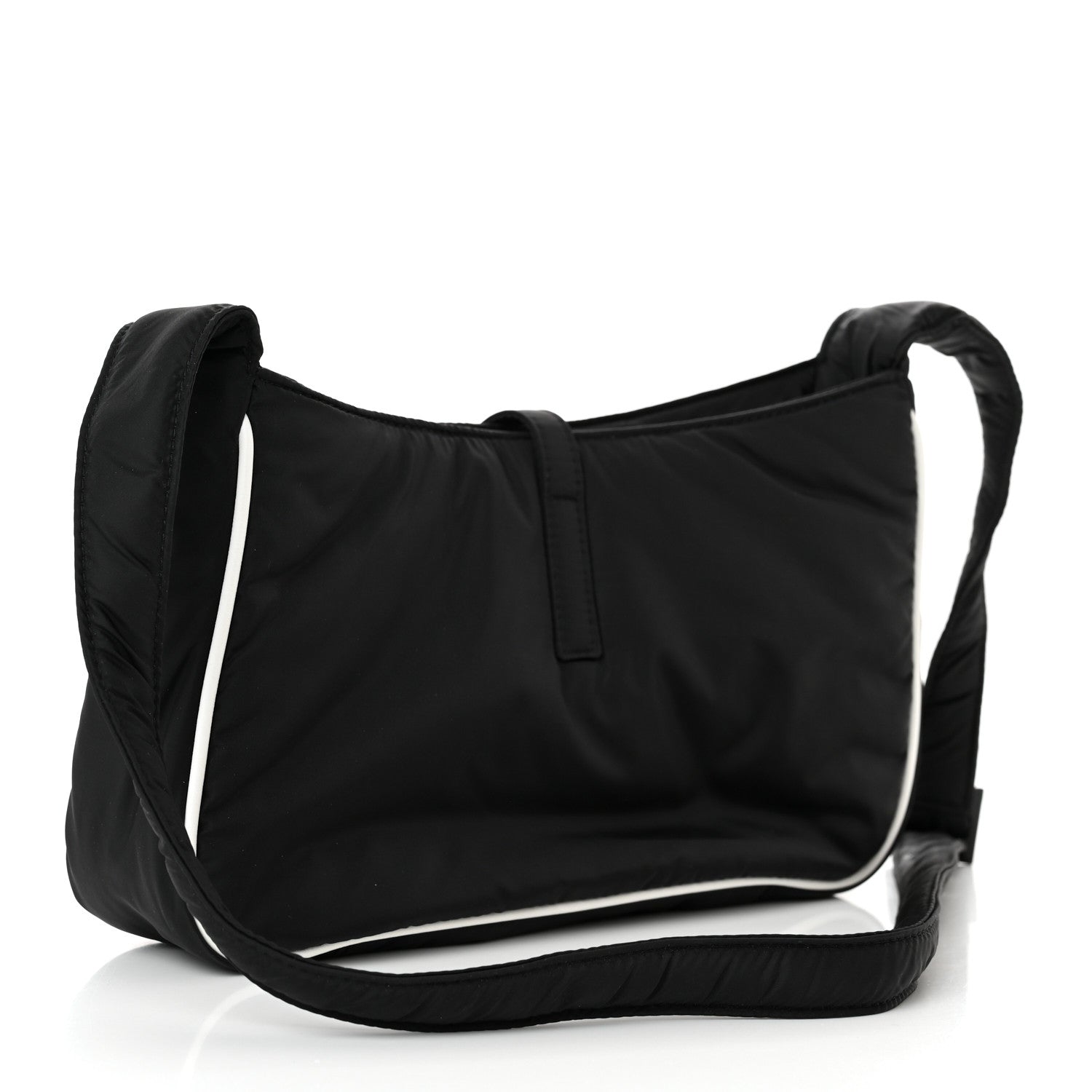 Saint Laurent Econyl Nylon Le 5 A 7 Hobo Black White 3 of 10