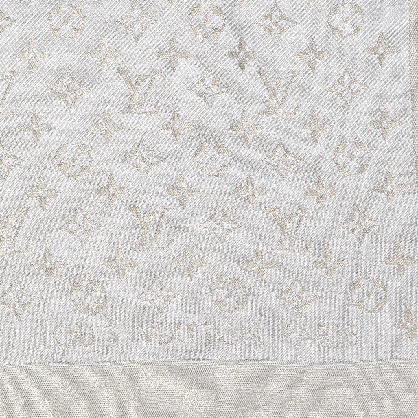Silk Wool Monogram Shine Shawl Beige