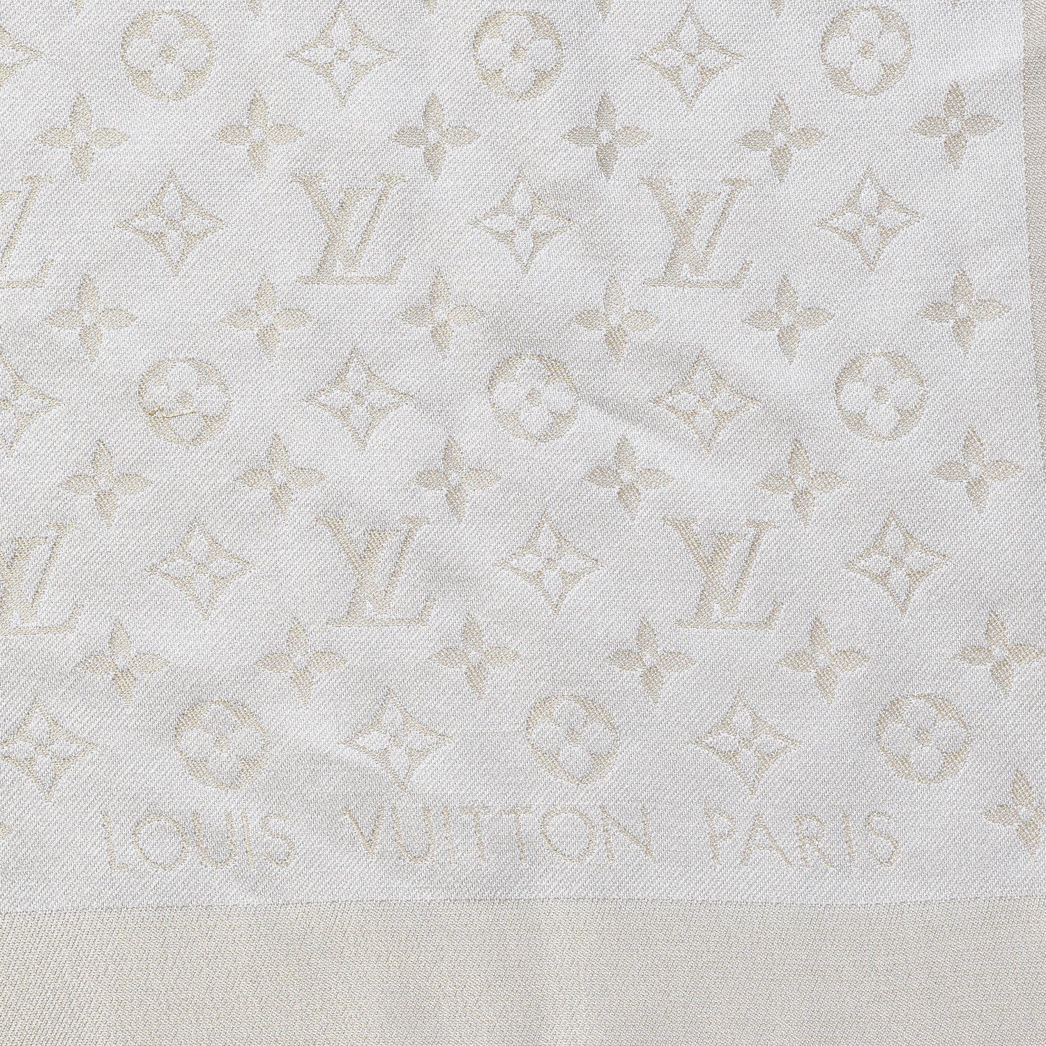 Louis Vuitton Silk Wool Monogram Shine Shawl Beige 4 of 5