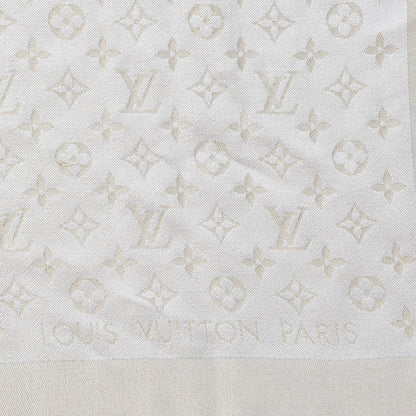 Louis Vuitton Silk Wool Monogram Shine Shawl Beige 4 of 5