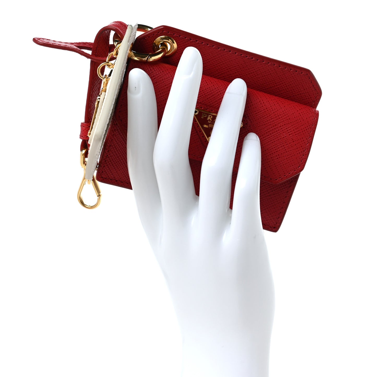 Saffiano Triangle Trick with Charm Key Chain Fuoco