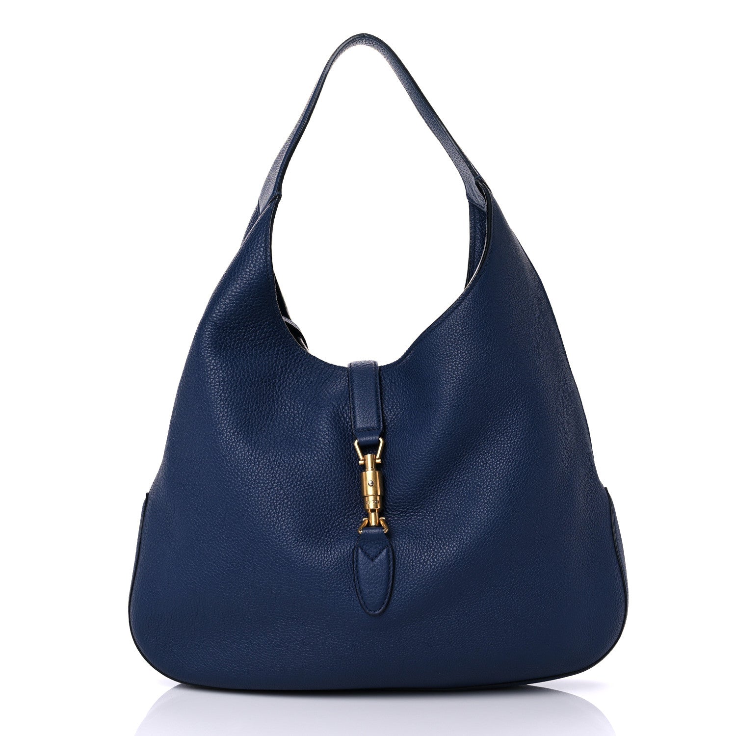 Gucci Soft Grained Calfskin Large Jackie Hobo Classic Blue Marine 3 of 25