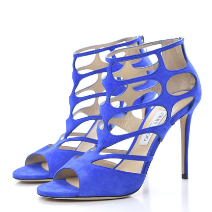 Jimmy Choo Suede Ren 100 Sandals 40.5 Cobalt 3 of 11