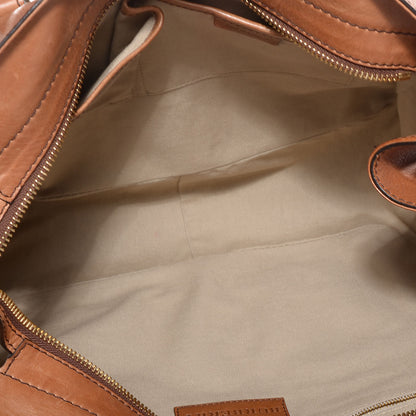 Burberry Vintage Washed Leather House Check Medium Chadwick Tote Saddle Brown 5 of 10